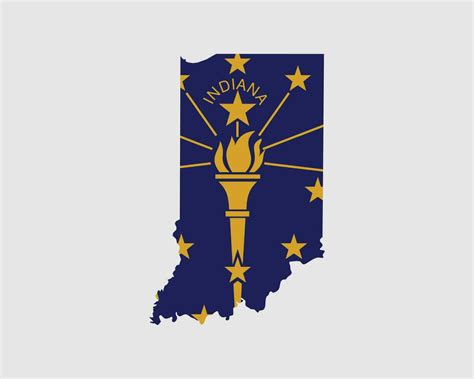 Indiana Map Flag. Map of IN, USA with the Hoosier state flag. United ...