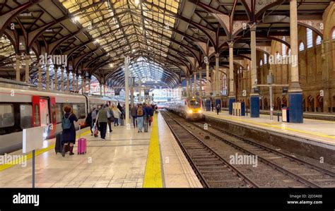 Stansted Express train arriving at London Liverpool Street - LONDON, UK ...