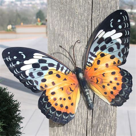 Large Metal Butterfly Wall Art in Orange and Black – Gardening Gifts Direct