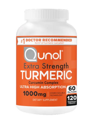 Qunol Turmeric Extra Strength Turmeric 1000mg Vegetarian Capsules, 120 ...