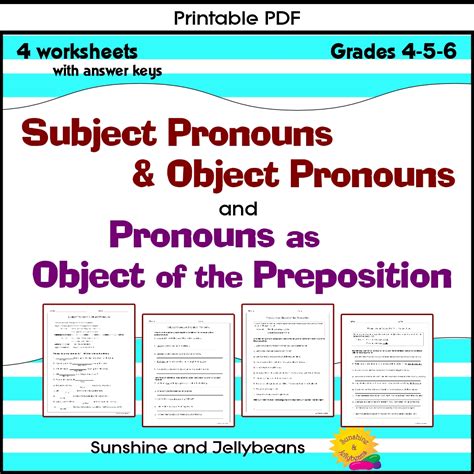 Subject & Object Pronouns - 4 worksheets - Grades 4-5-6 - Great practice! | Made By Teachers