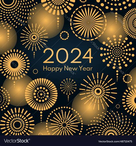 2024 new year golden fireworks background Vector Image