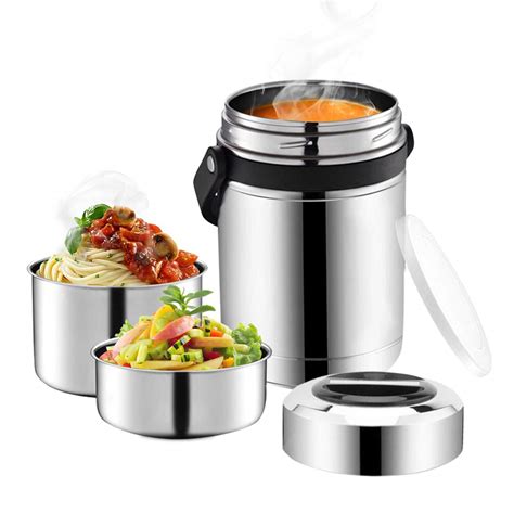 Soup Thermos for Hot Food,61oz 3 Tier Adults Wide Mouth Insulated Food ...