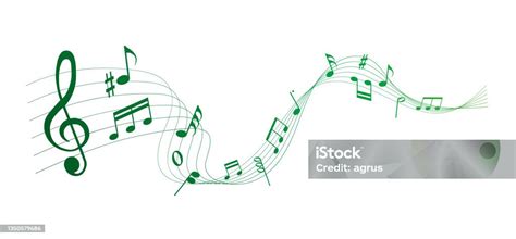 Vector Design Element Green Colored Sheet Music Musical Notes Melody Stock Illustration ...