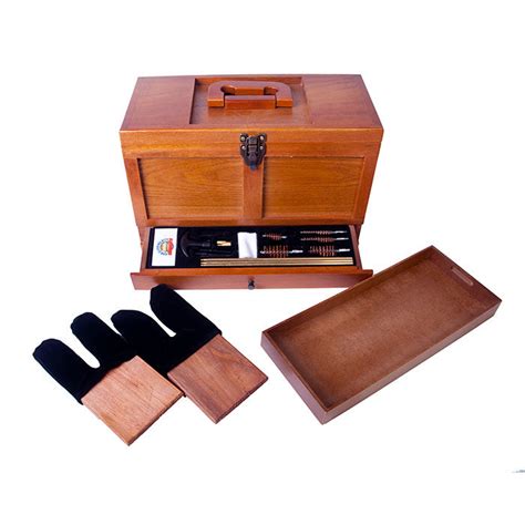 Gunmaster Wooden Toolbox with 17pc Universal Gun Cleaning Kit – dactec.com