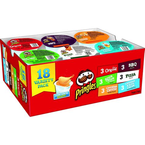 Pringles 18 Variety Pack Sour Cream & Onion, Cheddar Cheese, Original, Pizza, BBQ, Cheddar ...