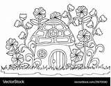Coloring Book Page With A Mushroom House Vector Image sketch template