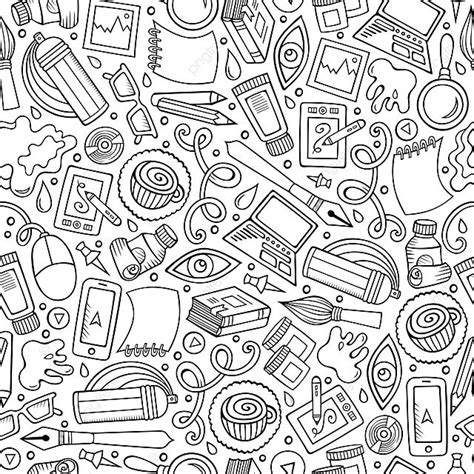 Charming Handdrawn Cartoon Design And Art In A Seamless Pattern Vector ...