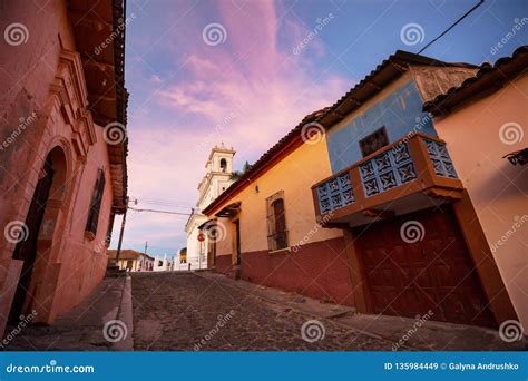 Colonial Architecture in El Salvador Stock Image - Image of blue ...