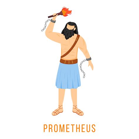 Prometheus flat vector illustration. Titan, hero. Creator of humanity ...