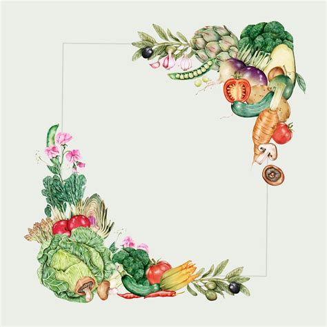 Vegetable border frame vector hand-drawn | Premium Vector - rawpixel