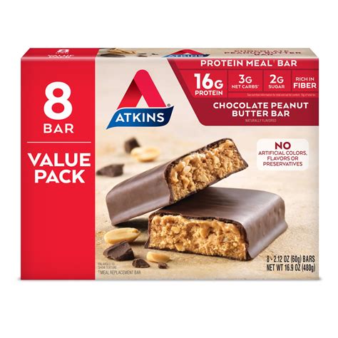 Atkins Protein-Rich Meal Bar, Chocolate Peanut Butter, Keto Friendly, 8 Count - Walmart.com