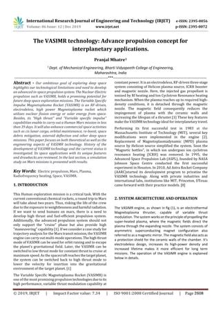 IRJET- The VASIMR Technology: Advance Propulsion Concept for Interplanetary Applications | PDF