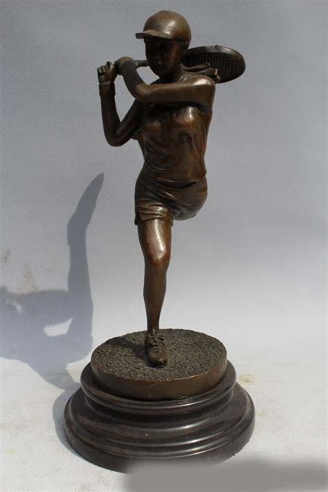 10"Western Art sculpture Bronze Marble men Exercise play tennis Statue-in Statues & Sculptures ...