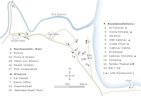 Tambor Costa Rica. Map with Hotels in Tambor