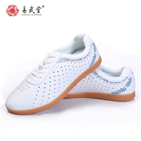 Yiwutang Martial Arts Kung Fu Leather Shoes Tai chi Taolu holes Shoes ...