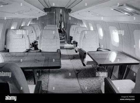 A first class cabin section of the Tupolev Tu-144 supersonic passenger jet aircraft Stock Photo ...