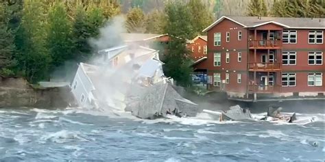 Condemned homes fall into Alaska river following record flooding in Juneau