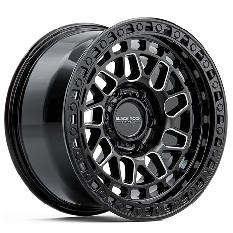 4x4 Wheels Black Rock Fury Gloss Black Milled | Black Rock Off-Road