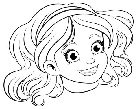 Premium Vector | Smiling Cartoon Girl with Cute Outline