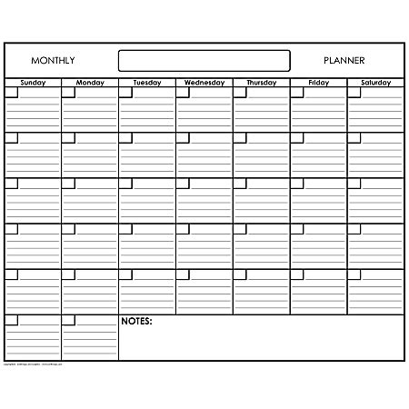 SwiftGlimpse Erasable Monthly Wall Planner 24 x 36 BlackWhite Undated - Office Depot