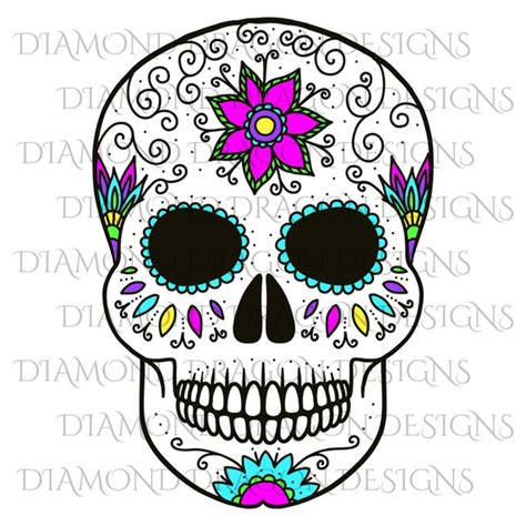 Easy Colorful Sugar Skull Drawings