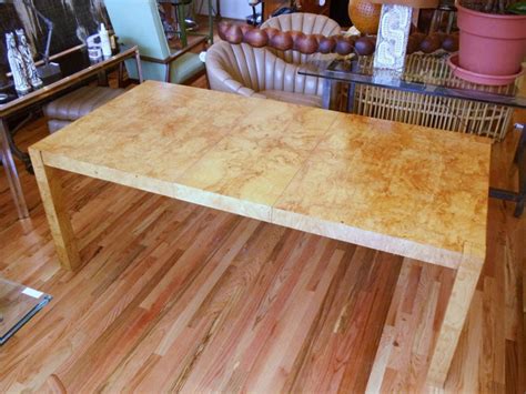 Burl Wood Parsons Dining Table at 1stDibs