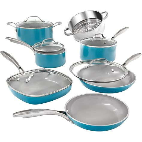 Gotham Steel Pots and Pans Set, 12 Piece Kitchen Set with Non-Stick Ti-Cerama Copper Coating ...