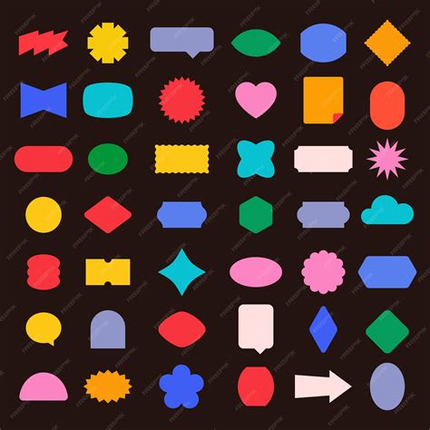 Premium Vector | Retro Stickers Templates Set Colorfull Shapes ...