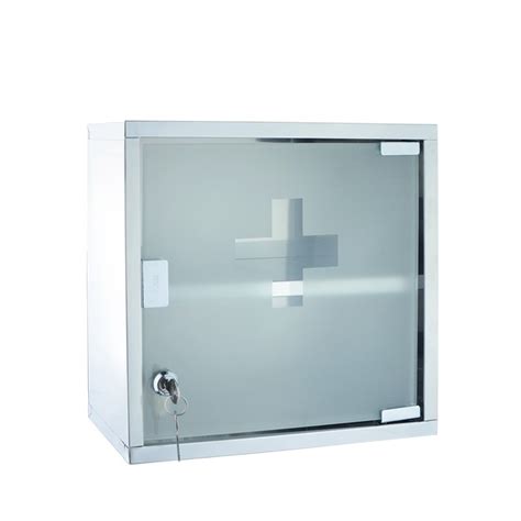 304 Stainless Steel wall mounted metal first aid kit cabinet with Glass door and Key SS3030 ...