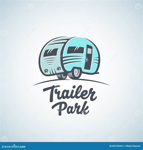 RV, Van Or Trailer Park Vector Logo Template. Silhouette Tourism Icon. Label With Retro ...