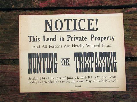 Vintage No Trespassing Sign Great for the Man Cave by Idugitup