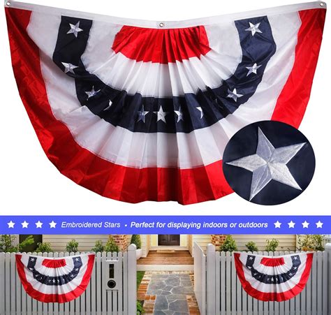 Amazon.com : HOOSUN USA American Flag Fan Bunting 3x6 Feet Outdoor US Flag Decor Bunting ...