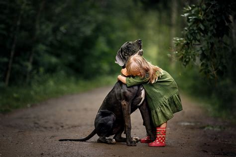 Download Love Cute Puppy Hug Little Girl Photography Child HD Wallpaper