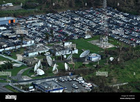 Aerial view of destruction and damage in the aftermath of Hurricane Maria September 26, 2017 in ...