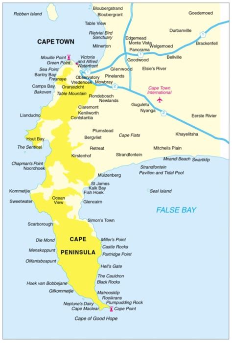 Map of the Cape Peninsula in Cape Town, South Africa | South africa travel, South africa, Cape ...