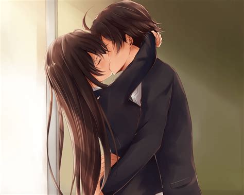 Cute Couple Anime Kiss Pocky Wallpapers on WallpaperDog