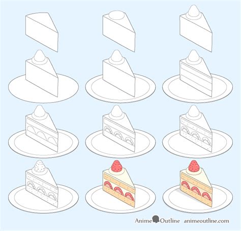 How to Draw a Slice of Cake Step by Step - AnimeOutline