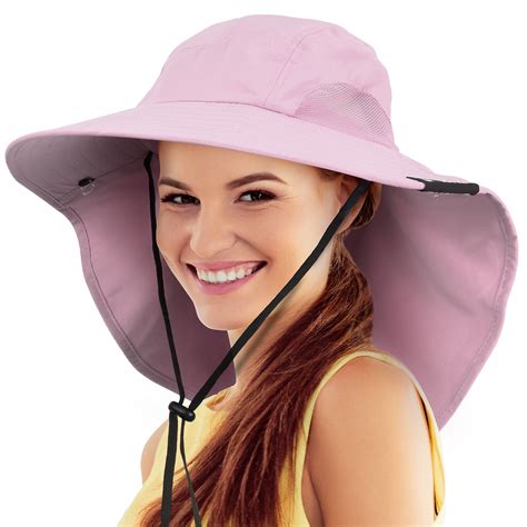 Women's Sun Hat with Wide Brim Neck Flap, Fishing Safari Hat for Outdoor Hiking Camping ...