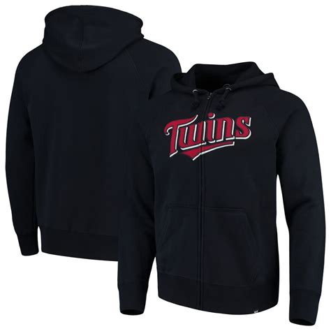 Men's Minnesota Twins '47 Navy Ovation Headline Full-Zip Raglan Hoodie