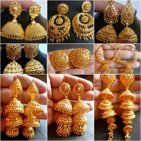22K Gold plated Indian Variation Different Earrings Jhumka party Wedding Design | eBay | Gold ...