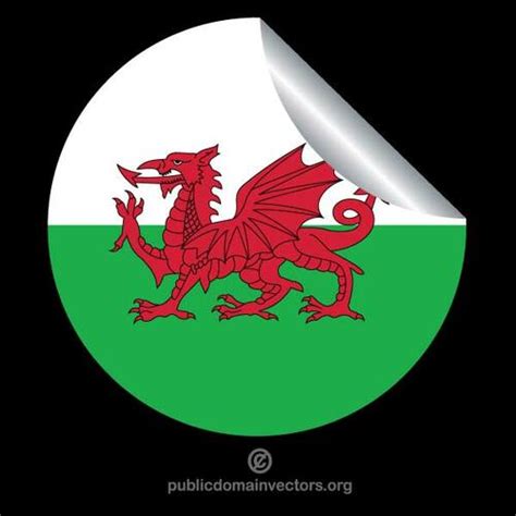 Welsh flag in a peeling sticker | Public domain vectors