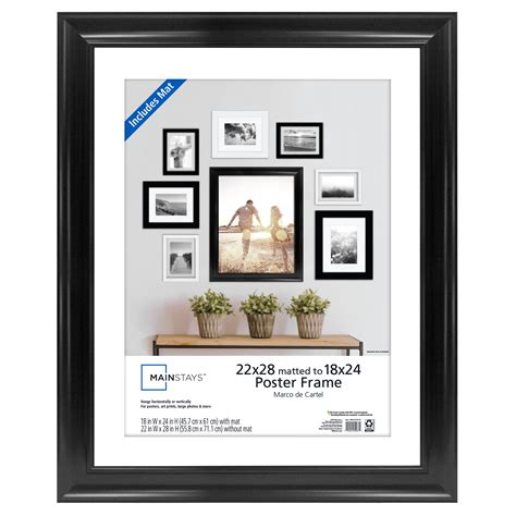 Mainstays 22" x 28" Matted to 18" x 24" Wide Poster & Wall Frame, Black - Walmart.com in 2021 ...