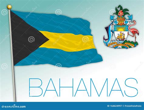 Bahamas Official National Flag with Coat of Arms Stock Vector - Illustration of arrow, direction ...