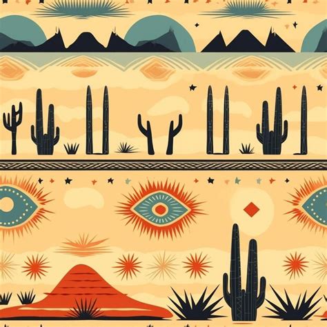 Premium AI Image | A colorful illustration of desert and cactus.