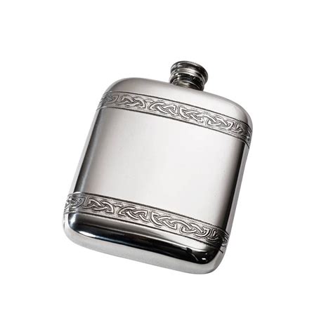 Personalised 4 oz Celtic Bands Pewter Pocket Flask | Personalised Hip Flasks & Engraved Hip Flasks