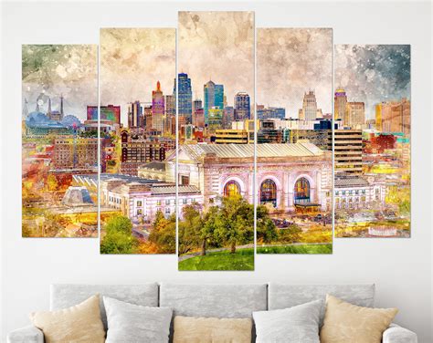 Kansas City Skyline Kansas City Canvas Art Kansas City - Etsy