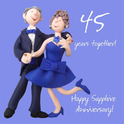 Happy 45th Sapphire Anniversary Greeting Card One Lump or Two | Cards ...