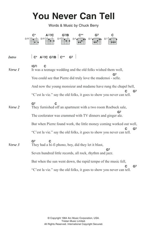 You Never Can Tell by Chuck Berry - Guitar Chords/Lyrics - Guitar Instructor