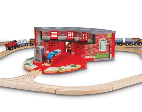 **NEW** Melissa & Doug Wooden Train Deluxe Roundhouse & Turntable Set ...